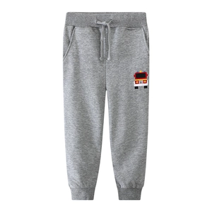Jogging Garçon Coton Tricoté Broderie Camion Pompier Pantalon Sport Décontracté Taille Élastique Cordon Poignets Côtes
