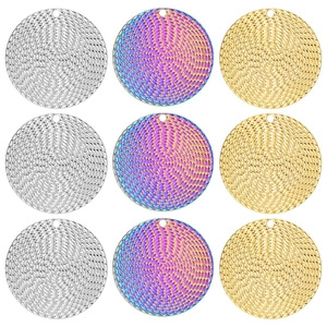 Round Hammered Disc Pendant Necklace Stainless Steel 18K Gold Plated Jewelry Trendy Colorful Silver For Women