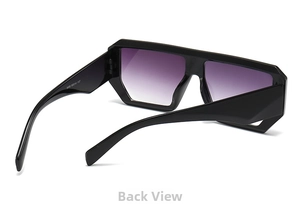 Macro view showing the high-quality plastic frame and gradient purple lens of sunglasses