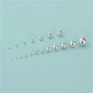 Multiple sizes of polished S999 sterling silver loose beads for DIY jewelry making
