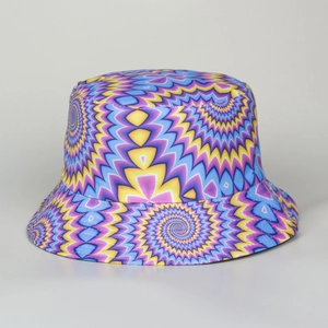 Chapeau Bob Réversible En Polyester Imprimé Spirale Psychédélique Coloré Protection Solaire Mode Extérieur Pour Hommes Femmes