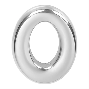 Polished silver stainless steel letter O pendant with glossy metallic reflective finish