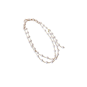 French vintage pearl chain necklace with elegant multi-layer gold link design
