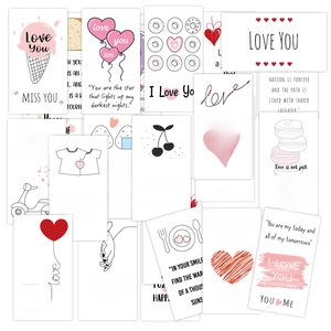 Cartes d'amour inspirantes pour boîtes à déjeuner avec citations romantiques et cœurs