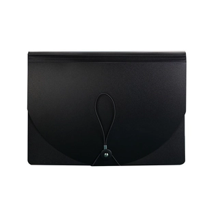 Black expanding file folder with elastic closure and large capacity multi-layer organizer