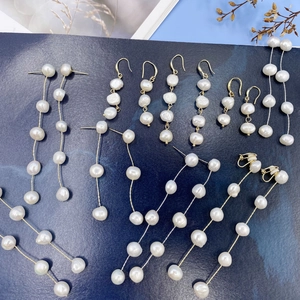 Baroque Freshwater Pearl Long Tassel Dangle Alloy Earrings With 925 Sterling Silver Earring Post For Women Elegant Jewelry