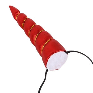 Sparkly red unicorn horn headband with gold spiral cord for kids' princess party headwear