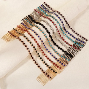 Elegant Bridal Connected Hair Combs With Shimmering Rhinestone Crystal Chain Wedding Headband For Women Simple Accessory