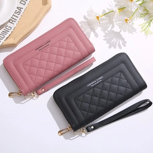 Elegante lange Damen-Geldbörse aus PU-Leder mit großer Kapazität und Rautensteppung