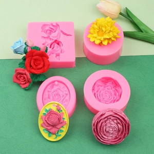 3D Rosen Sonnenblumen Silikonform Set für handgefertigte Kerzen und Gips Ornamente