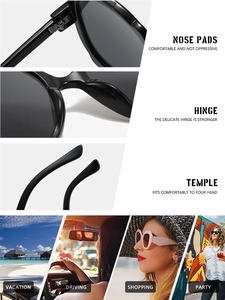 Detail view of comfortable nose pads and reinforced hinges on black butterfly sunglasses