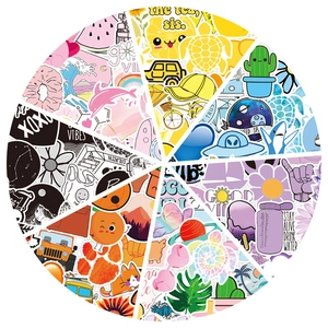 Rainbow sorted waterproof VSCO stickers for luggage and laptops in vibrant colors