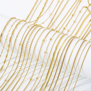 Assorted 18k gold plated stainless steel chain necklaces in various link styles