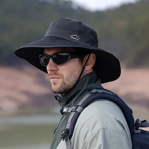 Chapeau de soleil d'extérieur à large bord avec mentonnière pour homme pour la randonnée