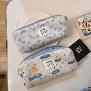 Blaue Segeltuchtaschen mit niedlichem Entenprint und Reißverschluss für Schreibwaren