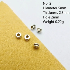 Vintage silver 5mm spacer beads for DIY bracelet making showing 5x2.5mm dimensions