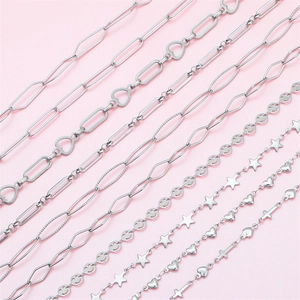DIY silver stainless steel jewelry chains with heart star and cross charms for bracelets