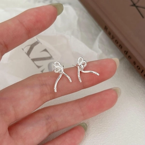 Elegant Bowknot Ribbon Stud Earrings With 925 Sterling Silver Earring Post And Cubic Zirconia Minimalist Style For Women