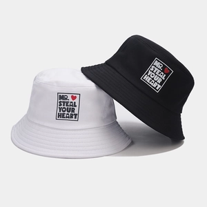 Chapeau Bob Coton Protection Solaire Extérieur Décontracté Imprimé Cœur Lettre Unisexe Mode