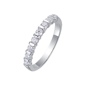 Minimalist S925 sterling silver ring with sparkling round moissanite in a refined setting