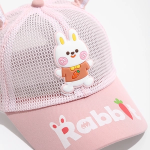 Casquette filet rose pour enfants avec oreilles de lapin 3D et maille respirante d'été