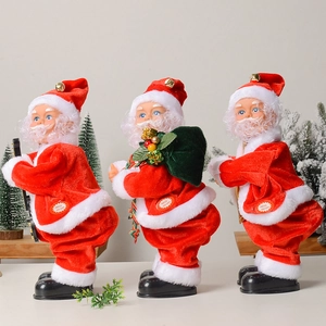 Père Noël Électrique Musical Twerking Jouet Dansant Plastique Polyester Décoration De Noël Ornement Maison Vacances