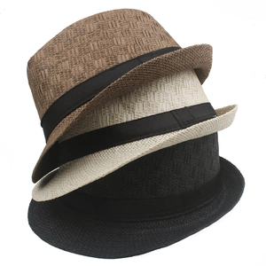 Classic straw jazz fedora hats for men in multiple colors with stylish black ribbon bands