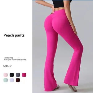 High Waist Flare Yoga Pants For Women Peach Butt Lifting Seamless Workout Leggings Quick Dry Flared Gym Trousers