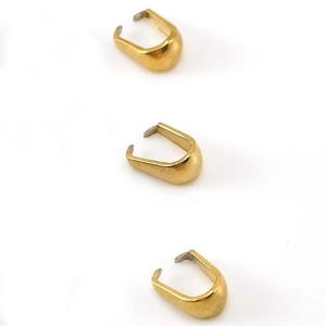 Three golden 18K stainless steel pinch bails for DIY necklace and bracelet jewelry making