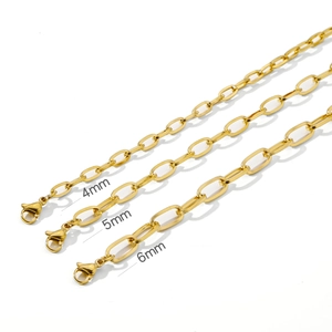 Detailed comparison of 4mm, 5mm, and 6mm gold stainless steel geometric curb chains