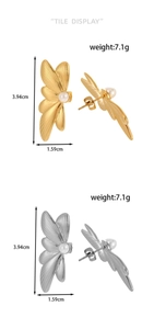Detailed size specifications for butterfly wing earrings in gold and silver steel finish