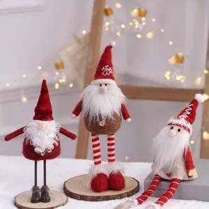 Christmas Red White Gnome Faceless Doll Decorations Plush Long Leg Santa Ornaments Home Xmas Window Display Desktop Gift