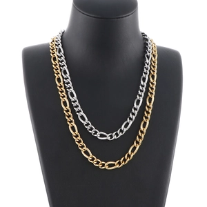 Hip hop style thick curb chain necklaces in gold and silver finish for men
