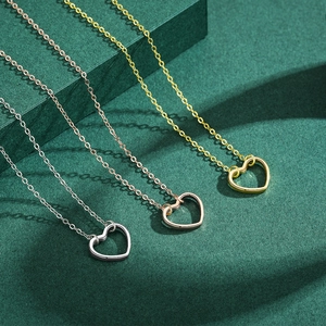 Élégants colliers en argent sterling S925 avec pendentif cœur en argent, or et or rose