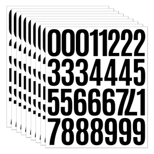 Ten sheets of 2-inch waterproof black vinyl number stickers for classification