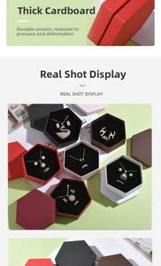 Detailed view of the pressure-resistant hexagonal jewelry gift boxes in multiple colors