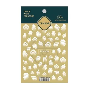 5D embossed nail stickers with translucent hill texture and matte finish on white backing