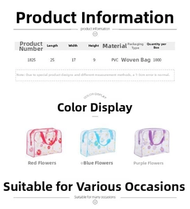 Waterproof PVC wash bag set with daisy print and portable handle in three colors