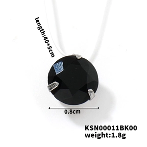 Detailed view of 0.8cm black crystal pendant with 40+5cm chain dimensions and weight