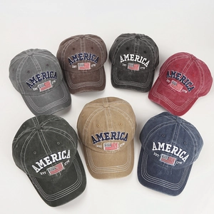 Collection de casquettes de baseball en coton délavé avec broderie drapeau américain