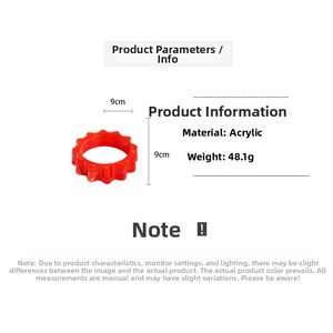 Red acrylic wavy gear bracelet with 9cm diameter and 48.1g weight specification