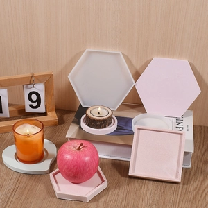 Minimalist geometric resin silicone mold tray set in pink and white for jewelry display