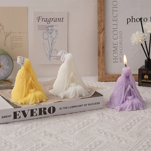 Handcrafted maiden shape scented candle set in yellow white and purple for home decor