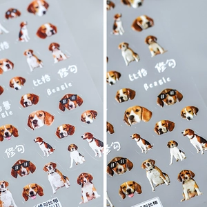 Beagle Dog Nail Art Stickers Embossed 5D Relief Realistic Puppy Manicure Decals Self Adhesive DIY Decoration