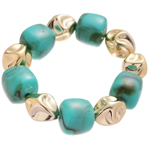 Irregular green acrylic beads and gold-tone metal spacers bracelet for women fashion