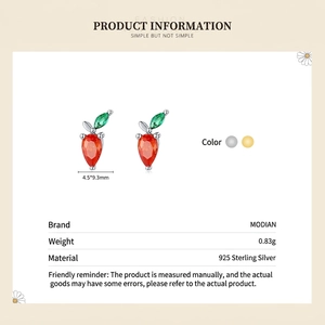 Cute S925 sterling silver carrot stud earrings with orange and green gemstones