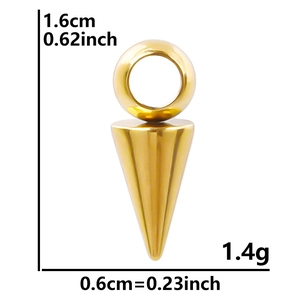 Polished 18k gold stainless steel cone pendant with 1.6cm height measurements