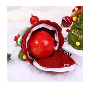 Christmas gift bag for apples, red and green felt doll design for holiday tabletop decoration