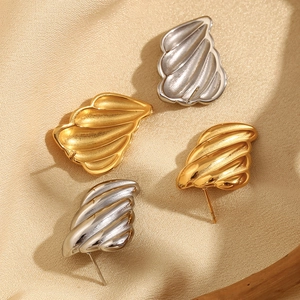 18K gold and silver plated stainless steel wing texture earrings on champagne satin cloth