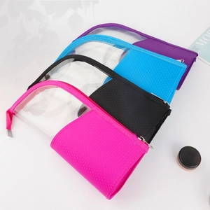 Trousses de toilette étanches en PVC et tissu nid d'abeille en quatre couleurs de voyage